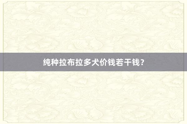 纯种拉布拉多犬价钱若干钱？